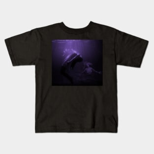 Mermaid Saves Drowning Victim in Purple Underwater Scene Kids T-Shirt